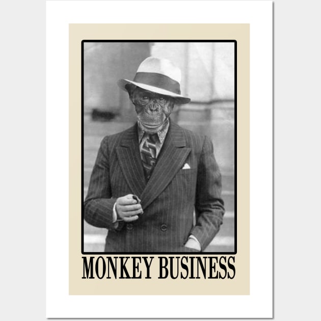 Monkey Business Black Text Wall Art by The Loveshack